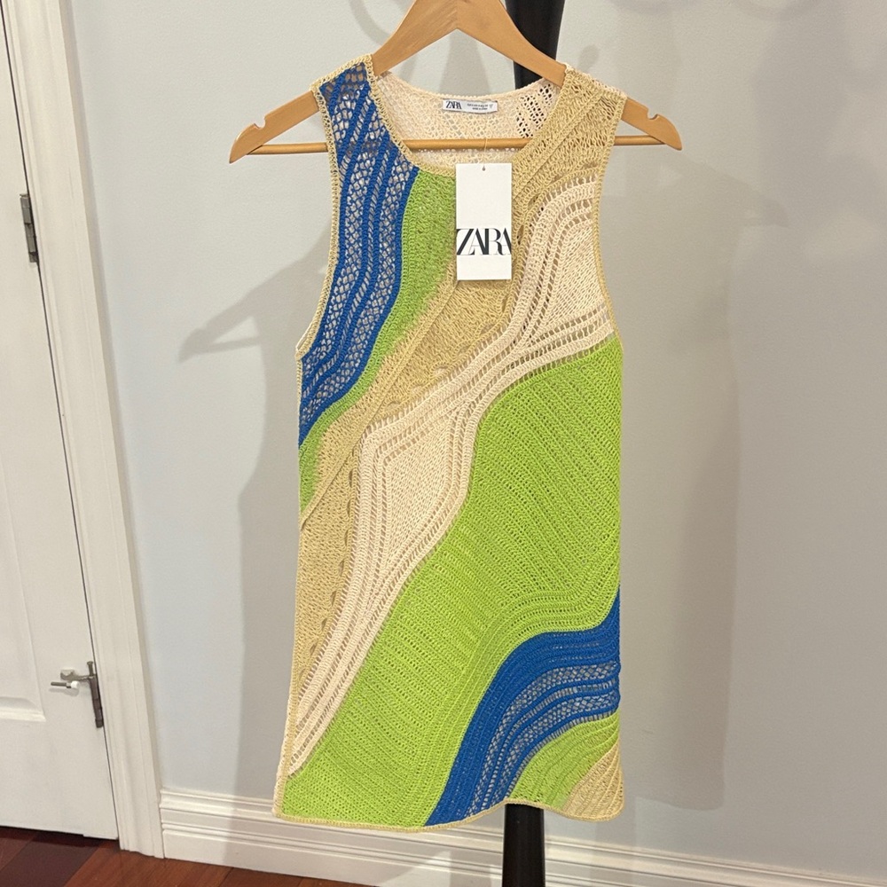 Zara Blue and Green Knit Dress